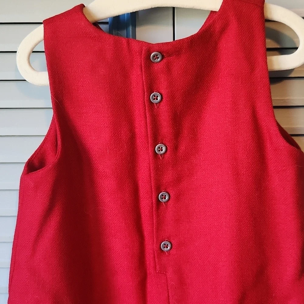 Jacadi Paris Red Wool Plaid Pleated Dress